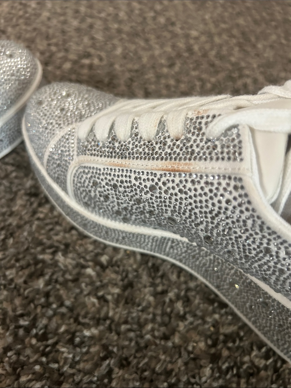 INC Women's Crystal-Embellished Silver Wedge Sneakers 8.5M - Picture 6 of 7
